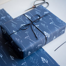 Load image into Gallery viewer, Blue Botanical Meadow Gift Wrap